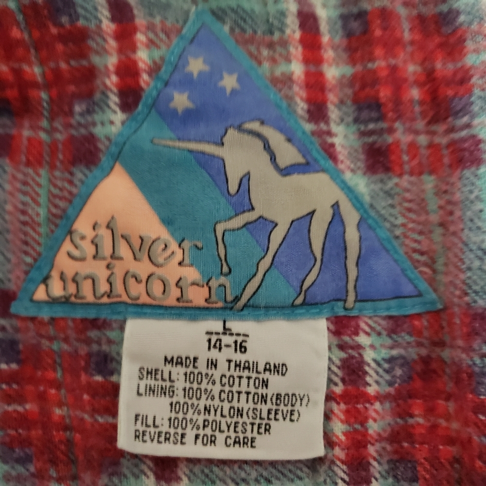 Vintage Silver Unicorn denim coat size 16 - Picture 9 of 9